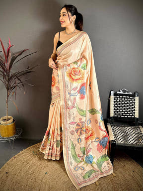 Elegance Soft Tussar Ghicha Katha Saree