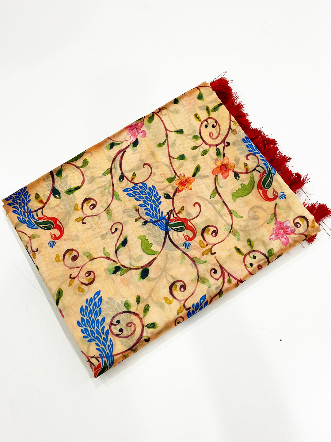 Cream Paithani Pallu Digital Print Saree