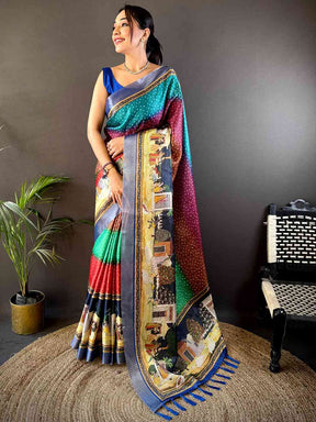 Heritage Silk Blend Bandhani Print Saree

