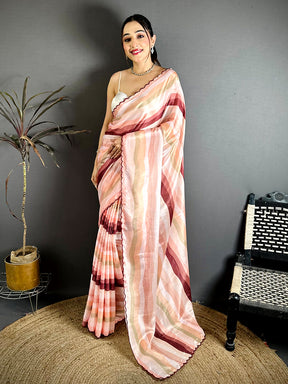 Radiant Soft Chiffon Striped Cutwork Saree