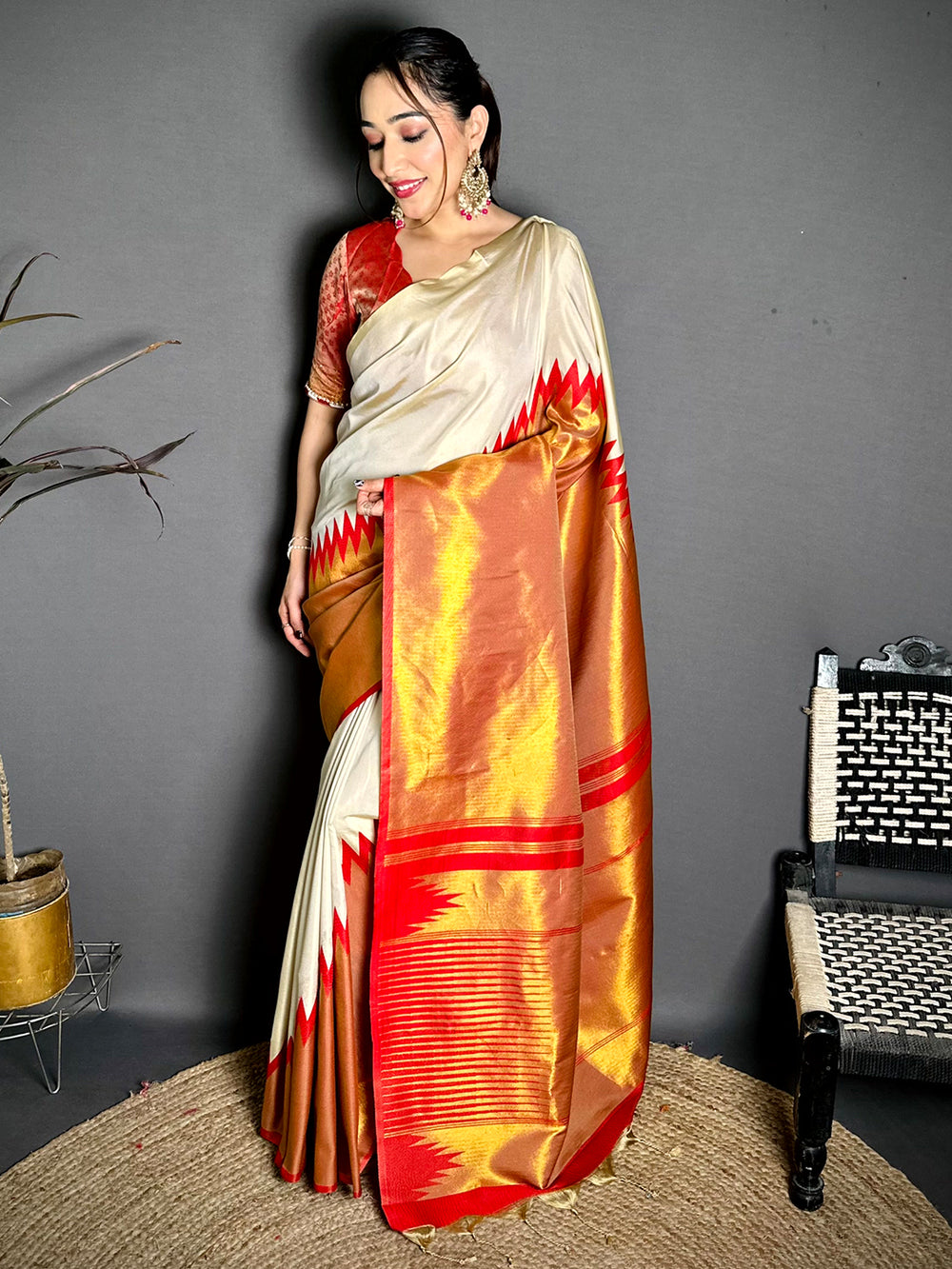 Classic Soft Silk Woven Temple Saree