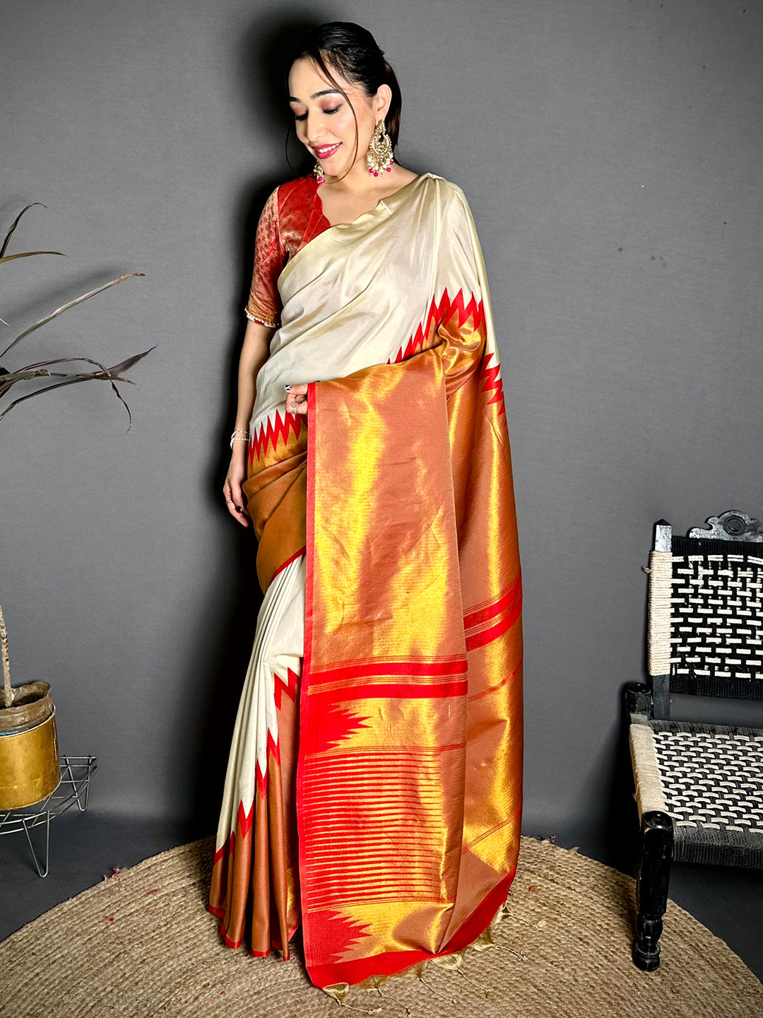Classic Soft Silk Woven Temple Saree