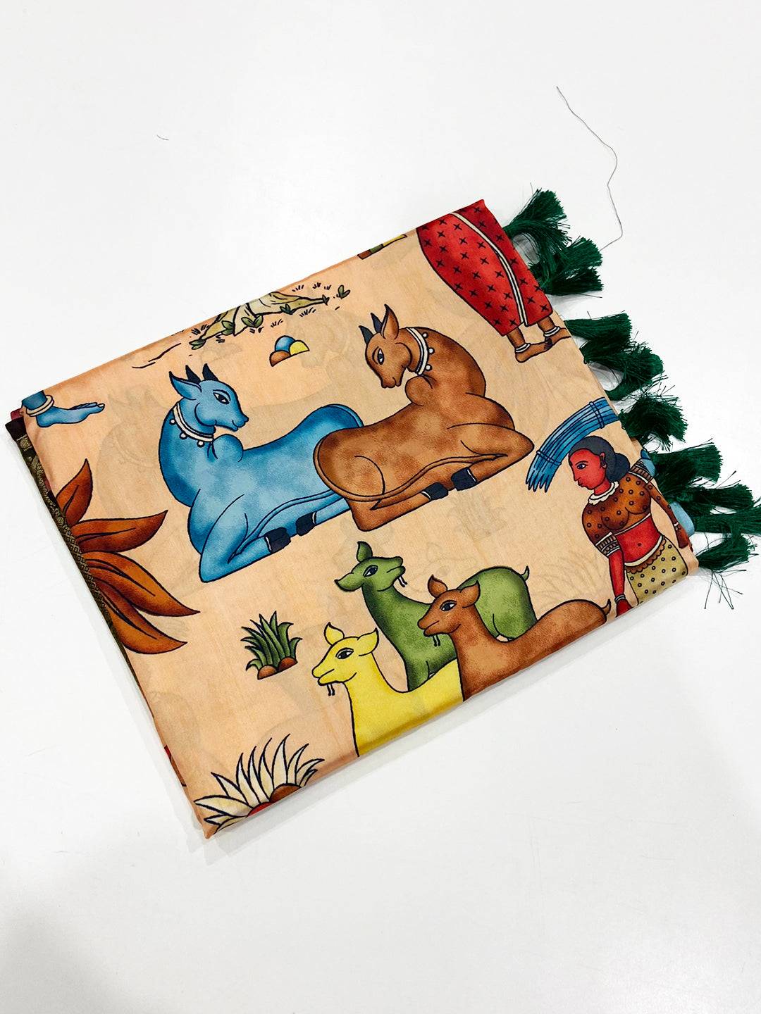 Peach Banarasi Silk Kalamkari Saree