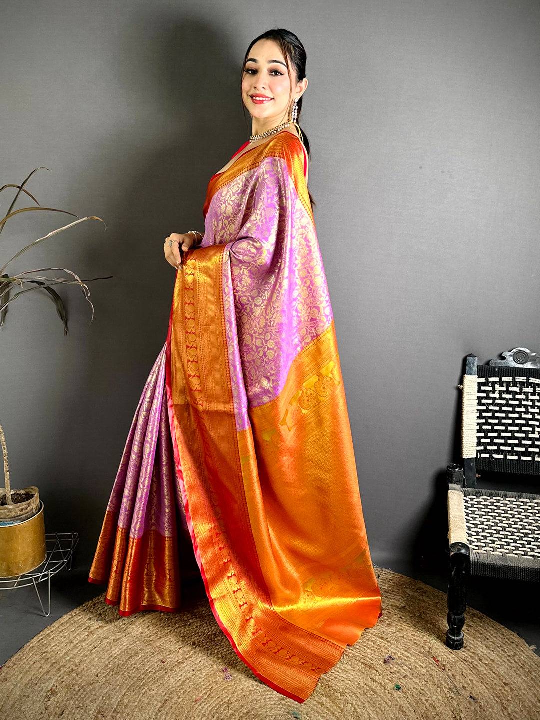 Celebrity Dharmavaram Zari Woven Pattu Saree