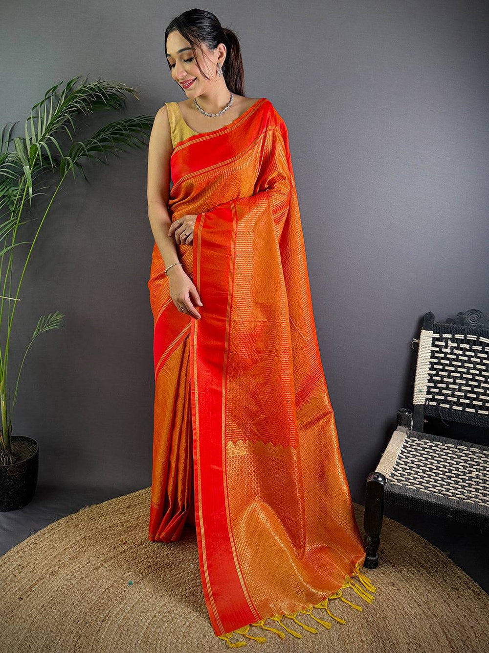 Radiant Orange Soft Silk Saree