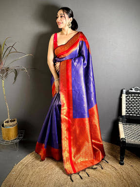 Artisan Banarasi Katan Silk Gold Zari Saree