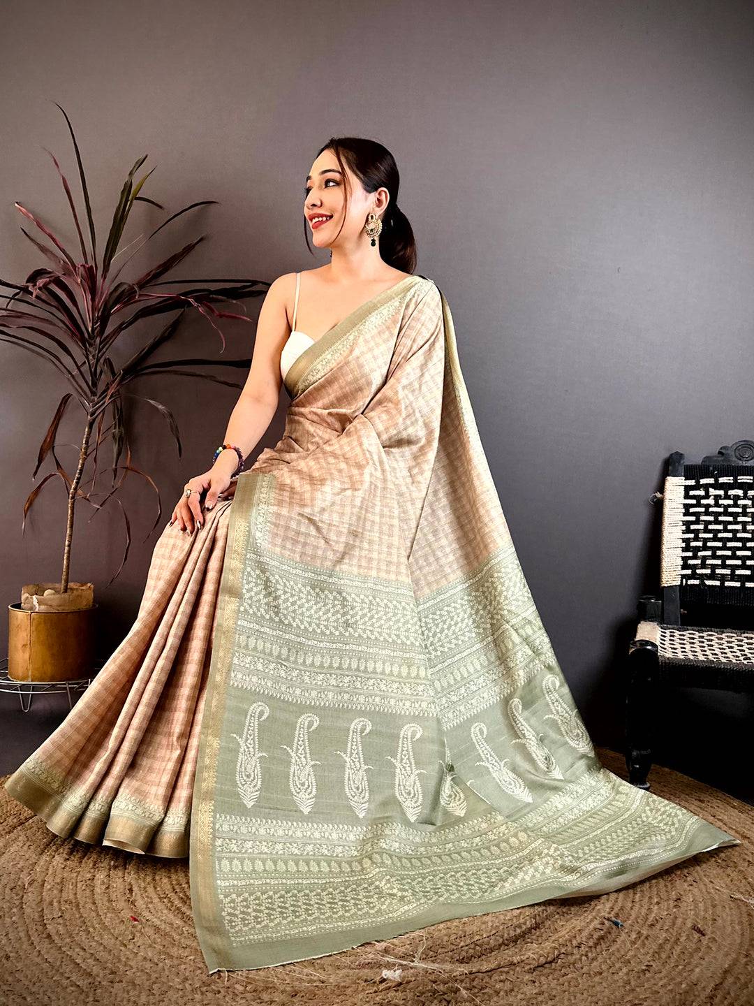 Classic Soft Tussar Bagh Print Saree