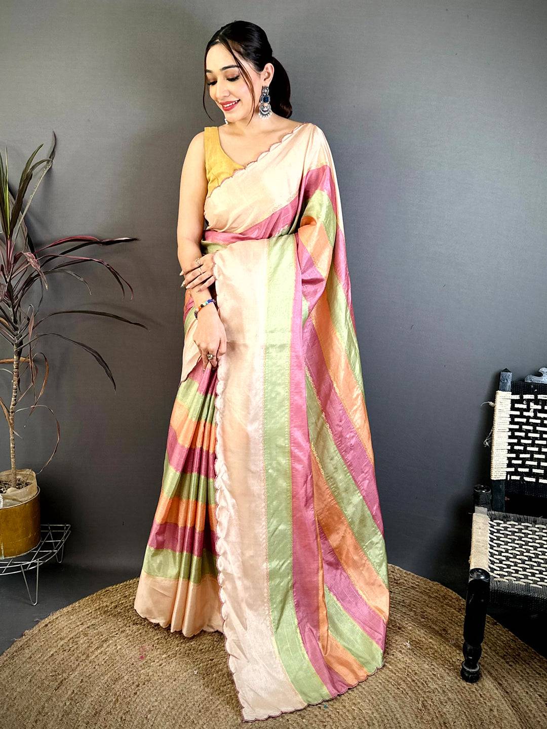 Exclusive Tussar Rainbow Digital Print Saree