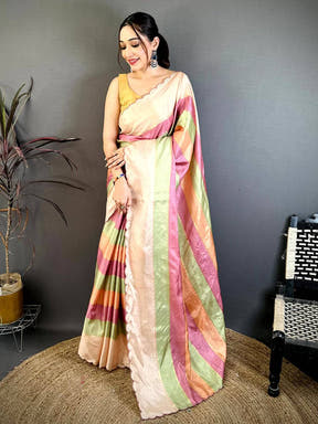 Exclusive Tussar Rainbow Digital Print Saree