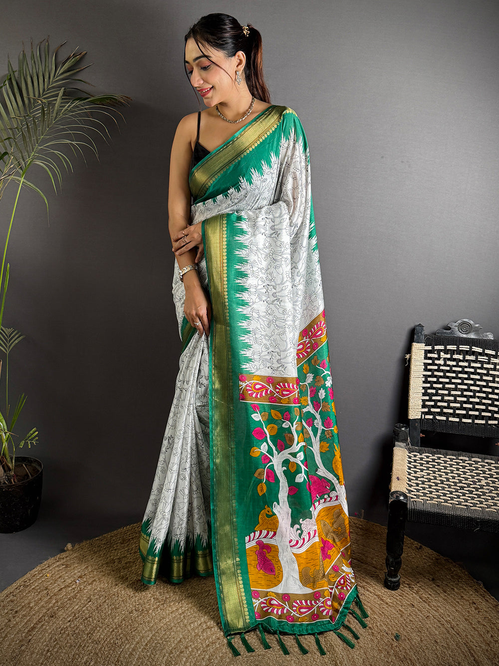 Artful Pichwai Printed Dola Silk Saree