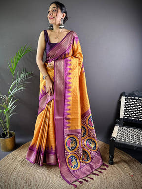 Navy Blue Copper Elegance Soft Silk Saree