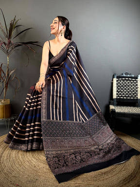 Meenakari Ikkat Pochampally Tussar Saree