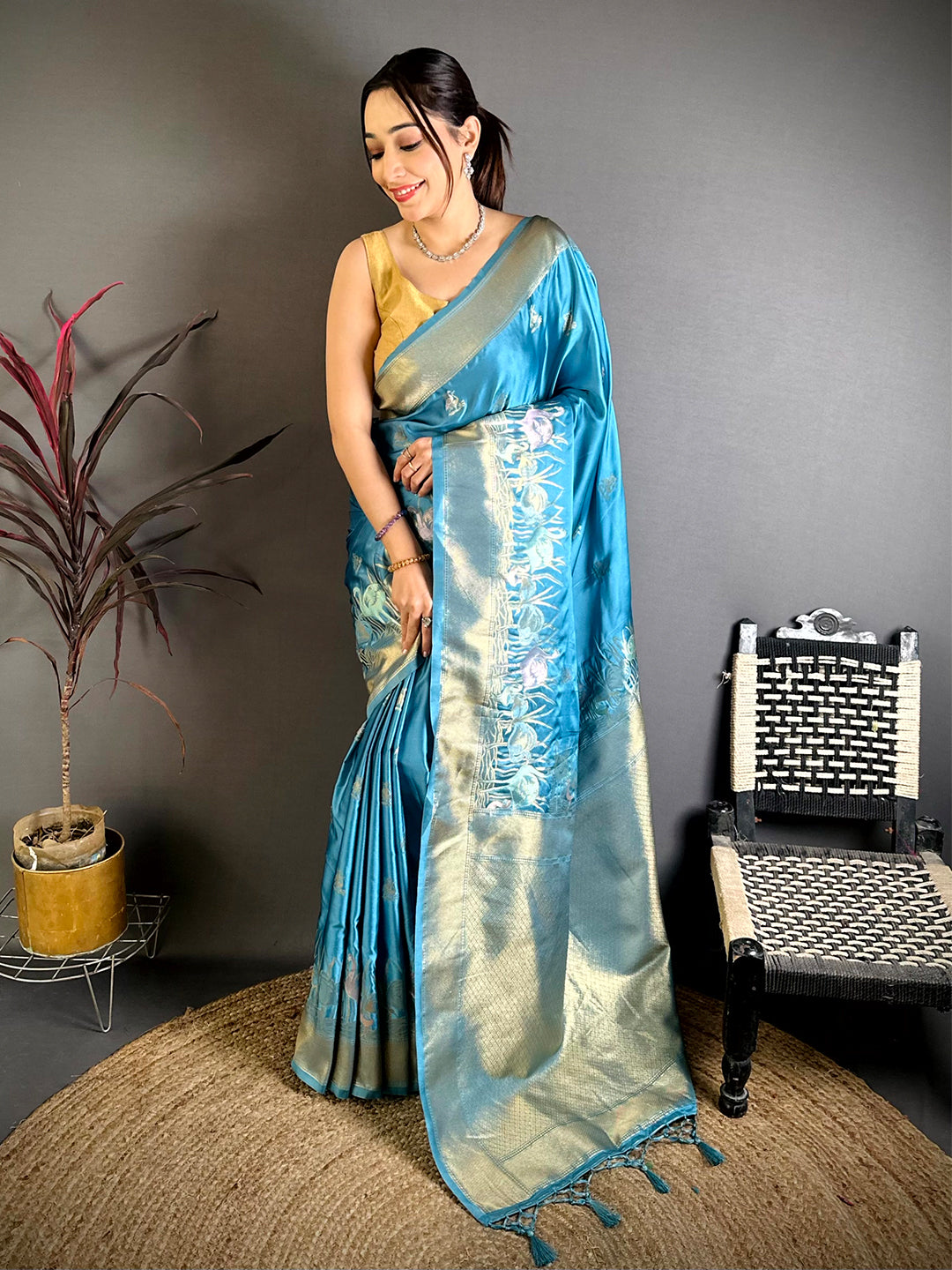 Heritage Minakari Satin Silk Saree
