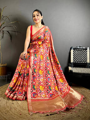 Opulent Gold Lakda Patta Kalamkari Saree
