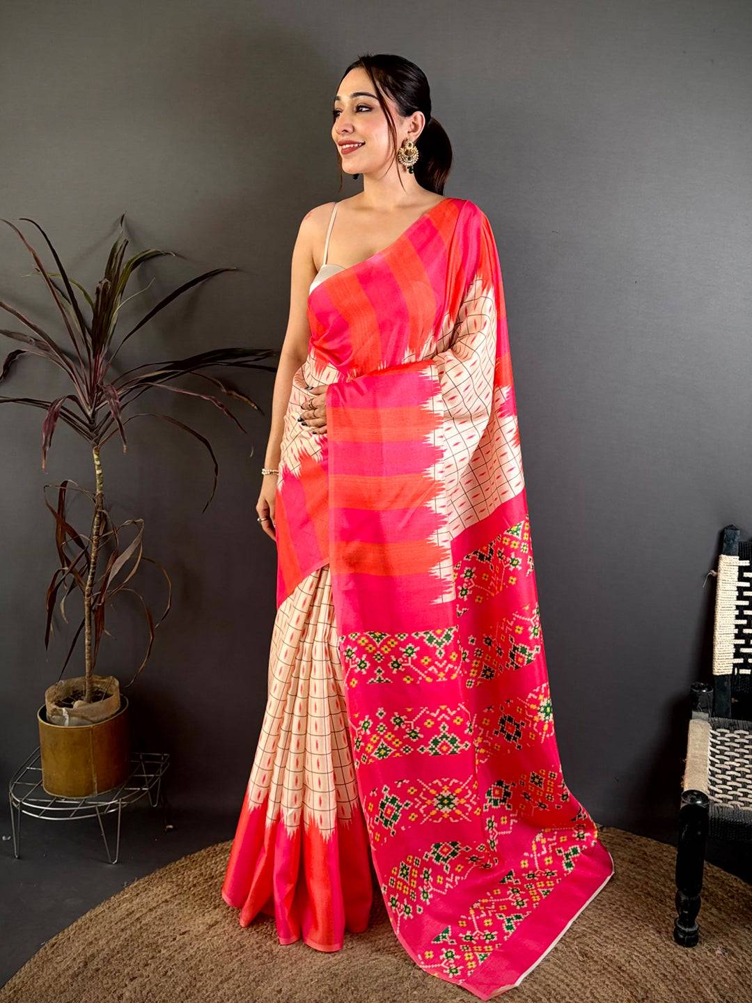 Traditional Ikkat Printed Tussar Saree