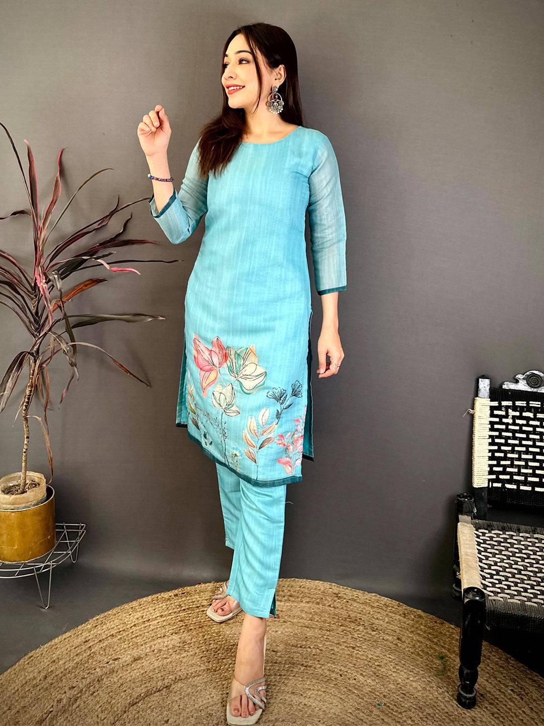 Radiant Cotton Zari Ari Work Kurti