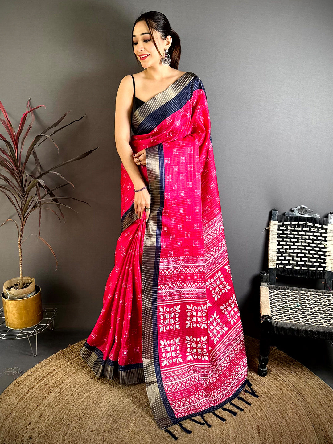 Opulent Tussar Black Zari Weave Saree