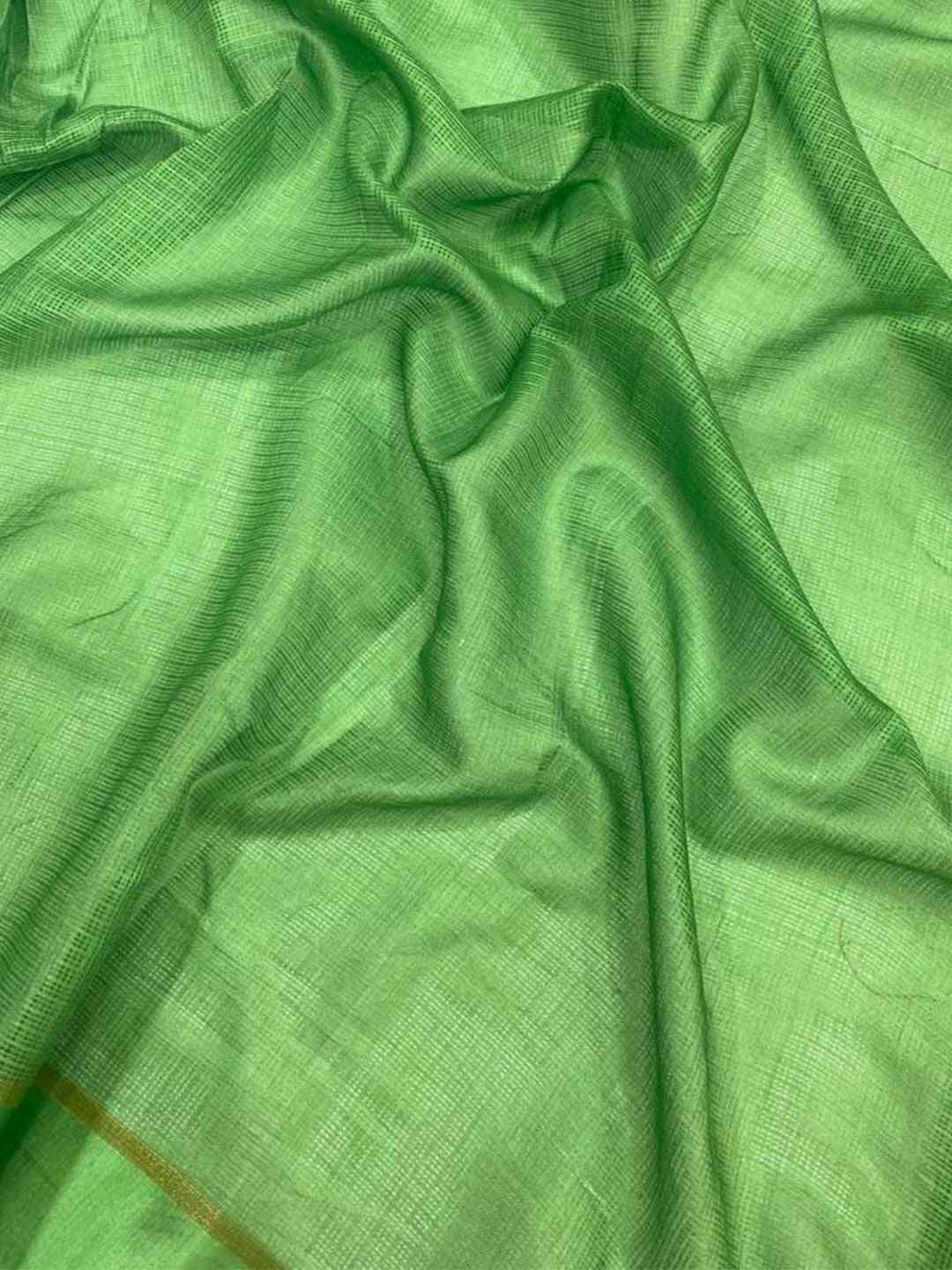 Green fabric detail of satin Kota Doriya saree
