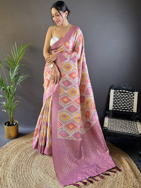 Dusty Lavender Flower Vely Print Saree

