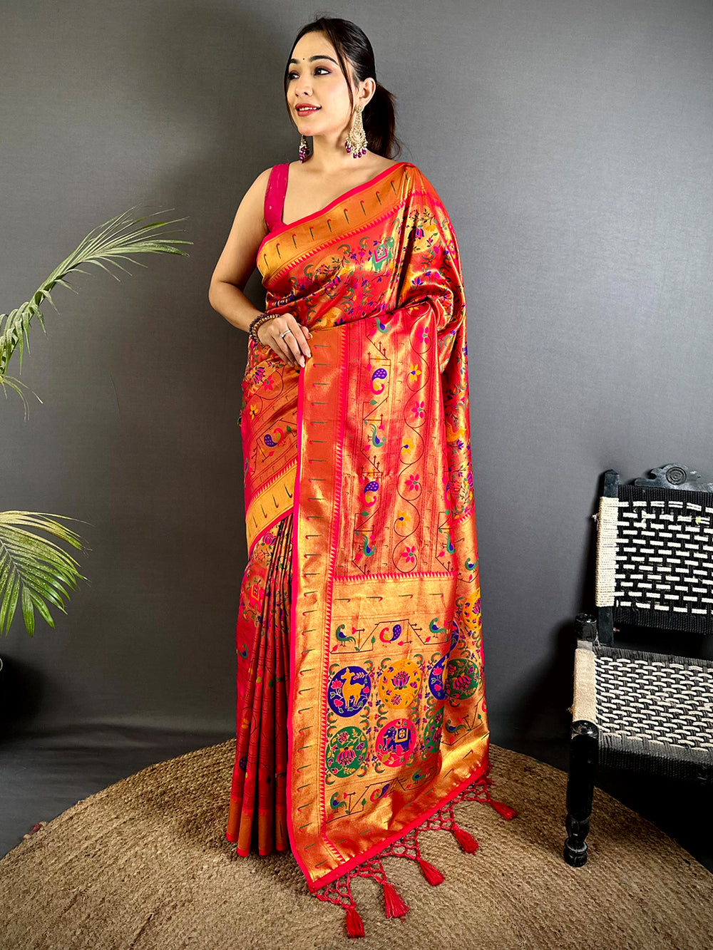 Red Patola Motif Soft Silk Saree