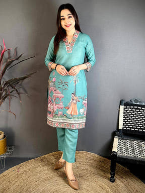 Mughal Overlap V Neck Kurti