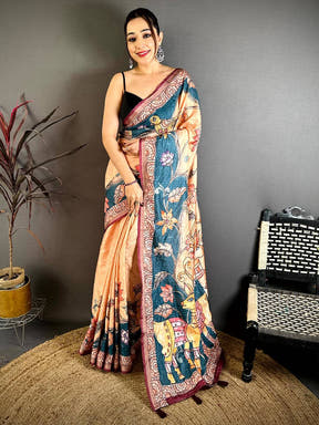 Radiance Tussar Kalamkari Art Saree