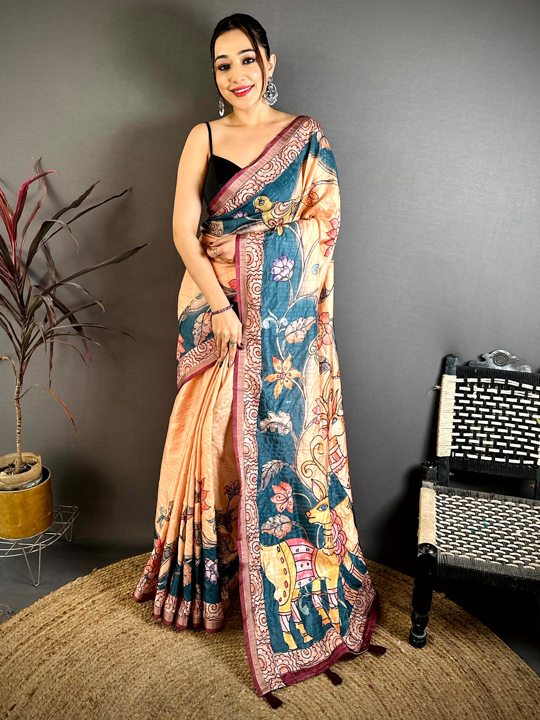 Radiance Tussar Kalamkari Art Saree