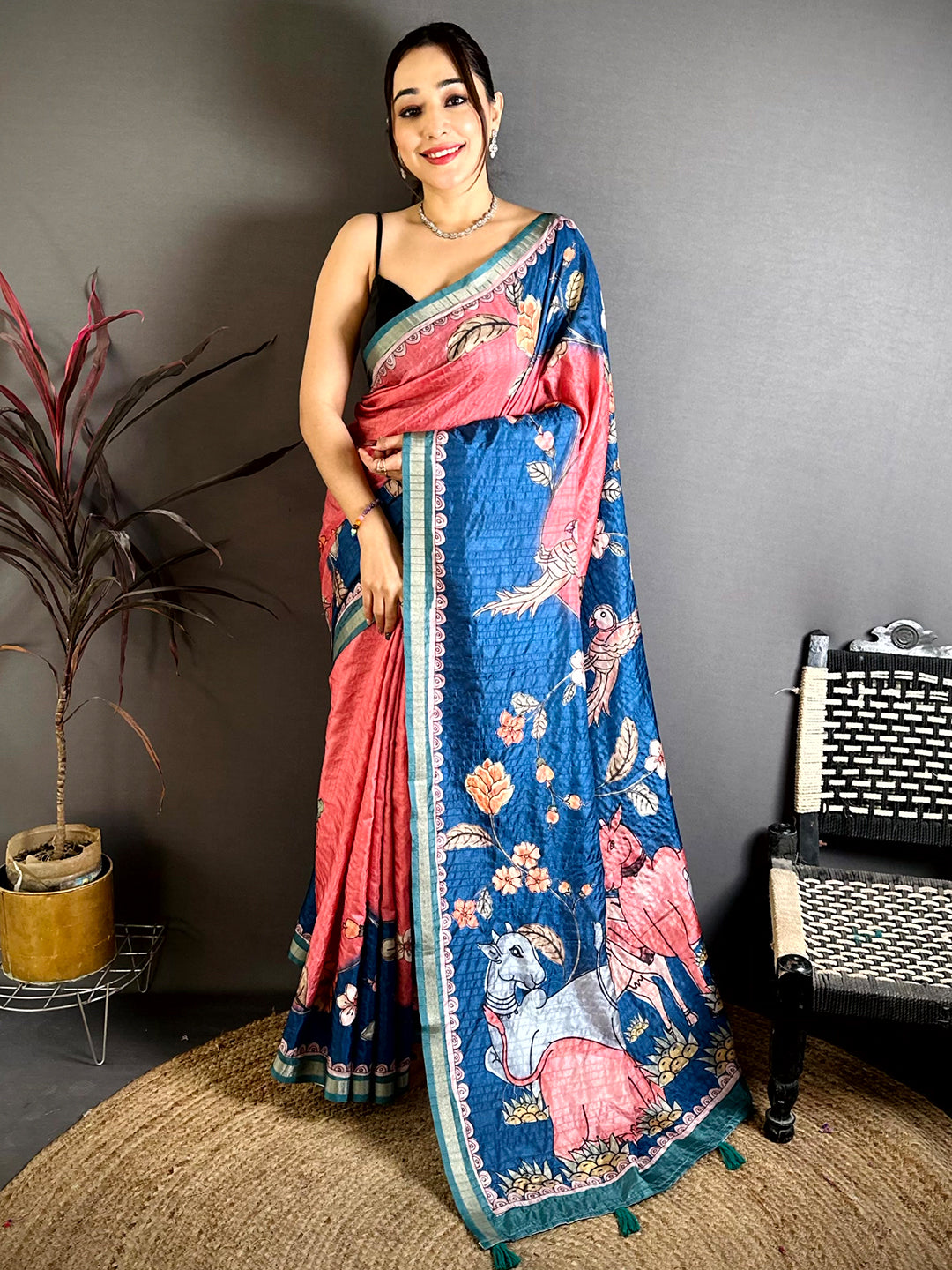 Artisan Tussar Ghicha Digital Art Saree