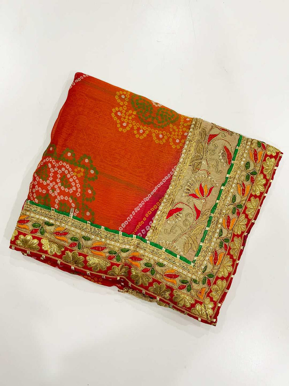 Exclusive Bandhej Foil Chiffon Saree