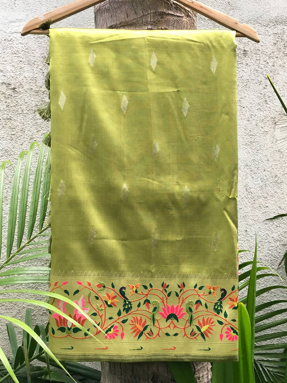 Pista Yevla Paithani Meenakari Saree