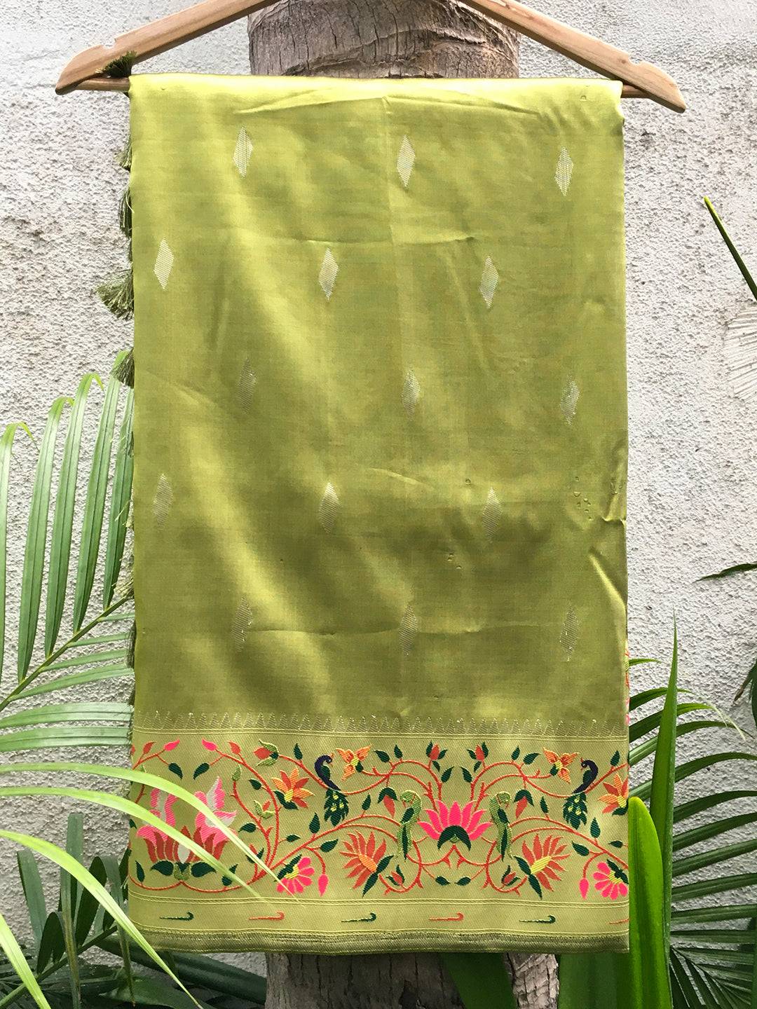 Pista Yevla Paithani Meenakari Saree