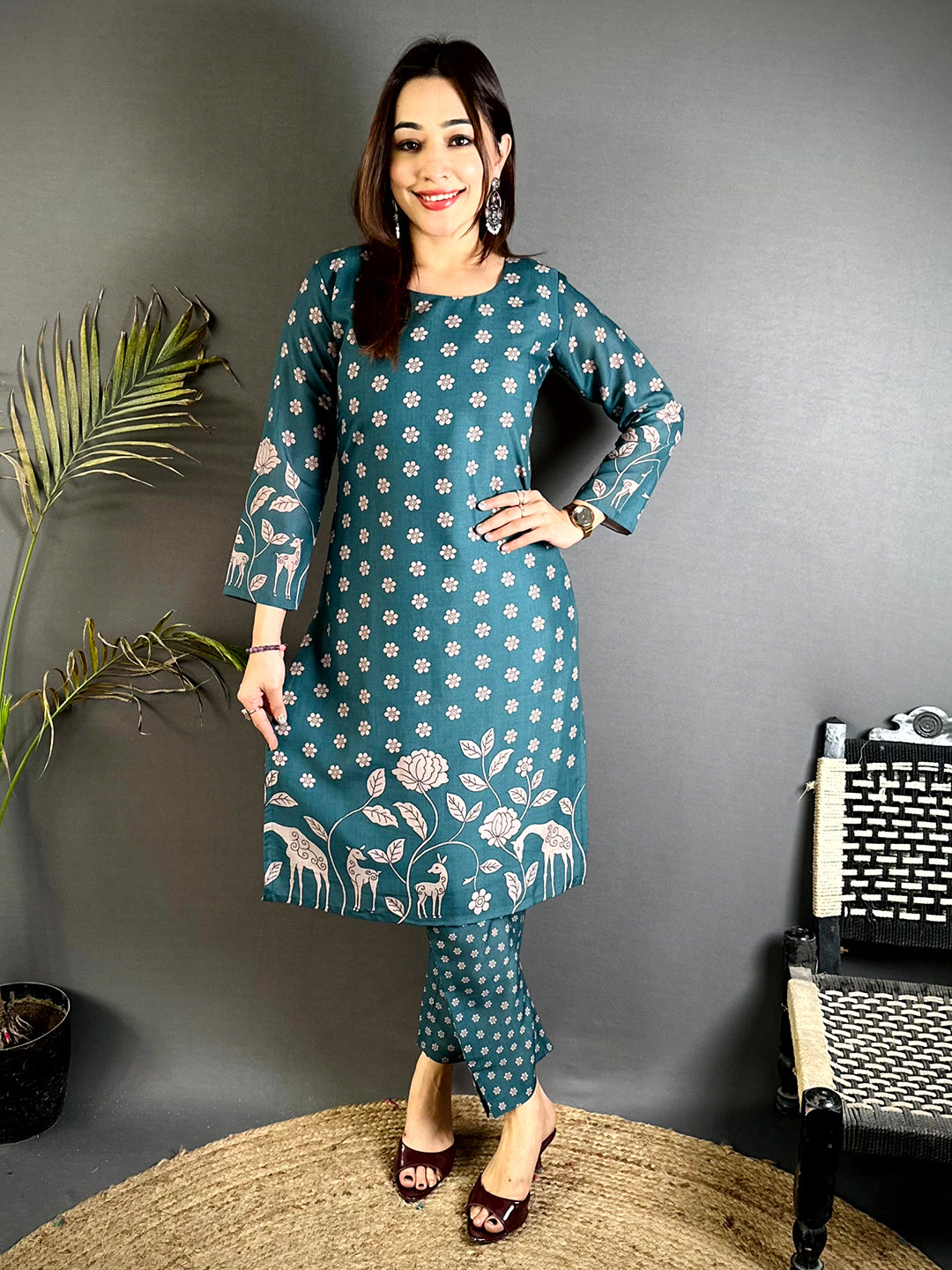 Elegant Kalamkari Round Cotton Kurti
