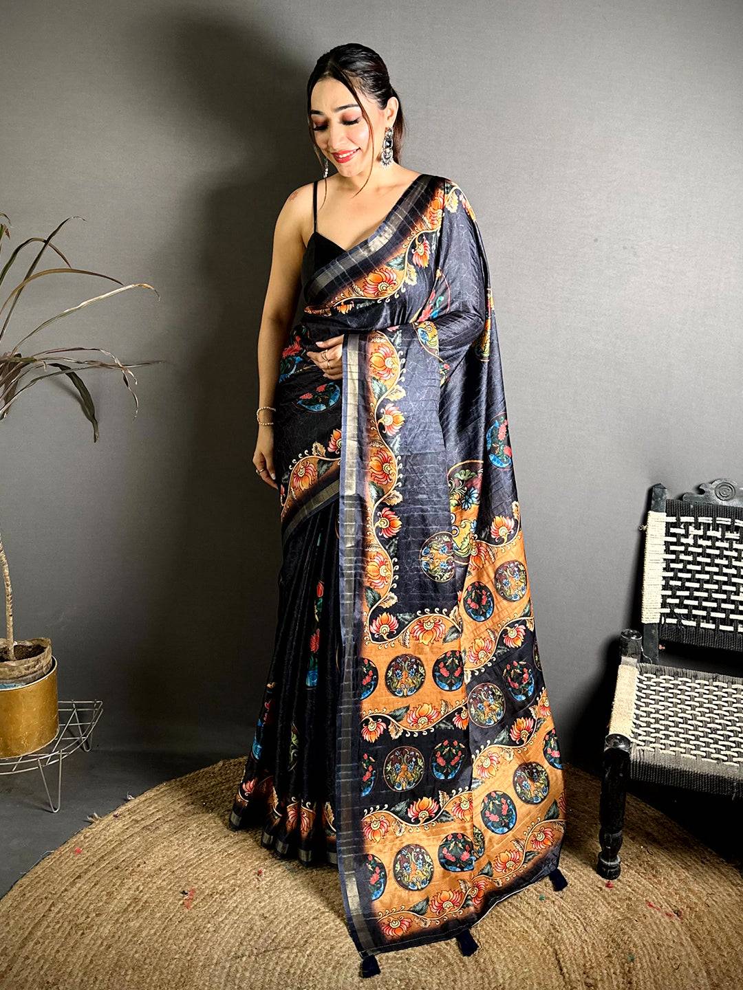 Radiant Ghicha Silk Printed Tussar Saree