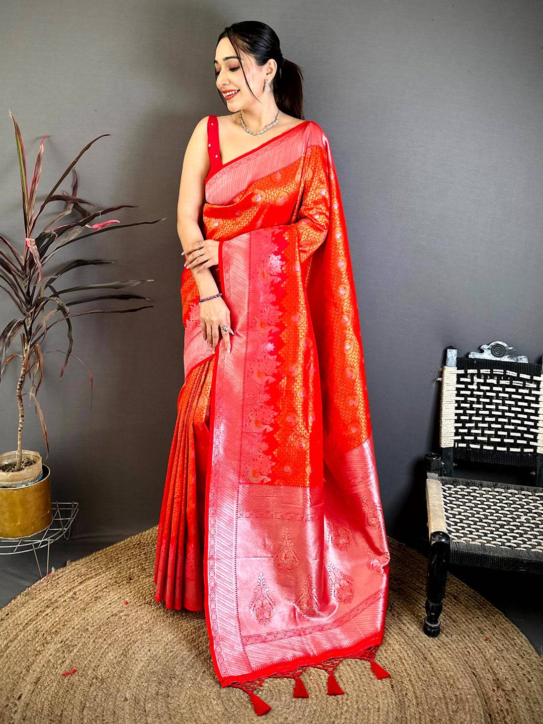 Heritage Red Gold Zari Kanjivaram Saree