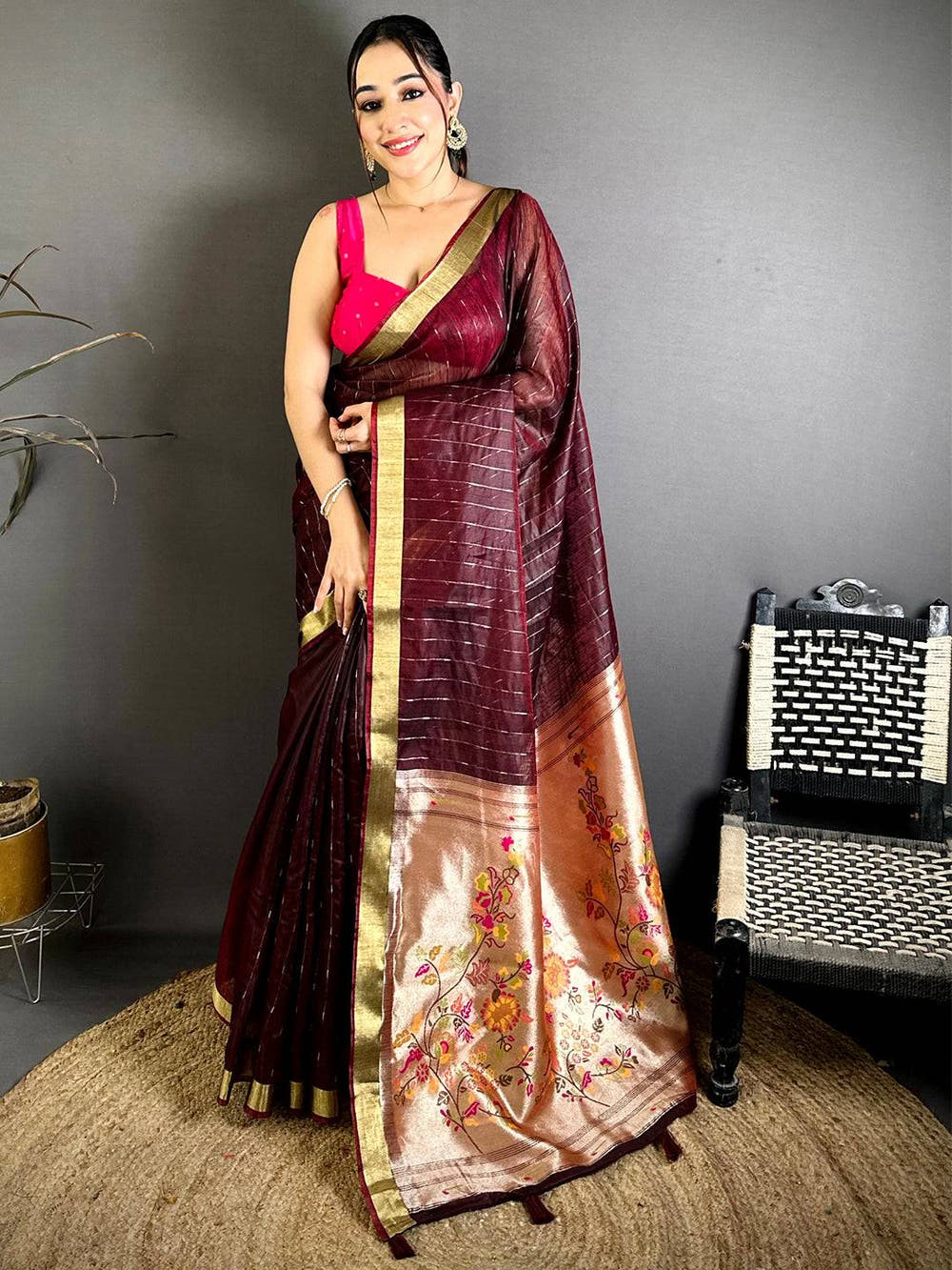 Radiance Floral Jacquard Rich Pallu Saree