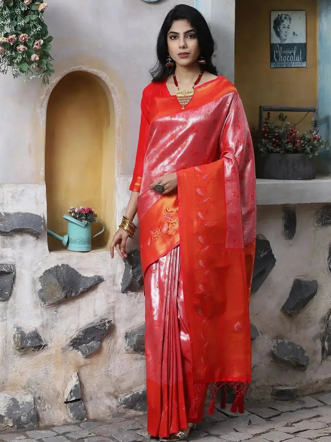 Kanjivaram Silk Saree With Zari Work