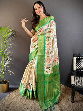 Green Kovai Rettapet Border Digital Print Saree