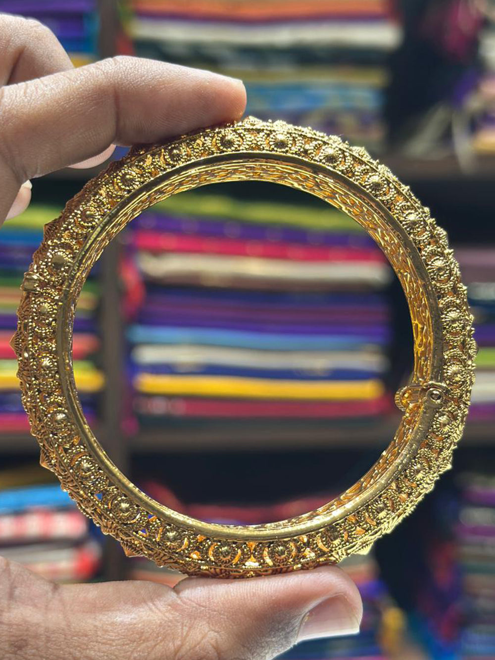 Antique Gold Broad Bangle


