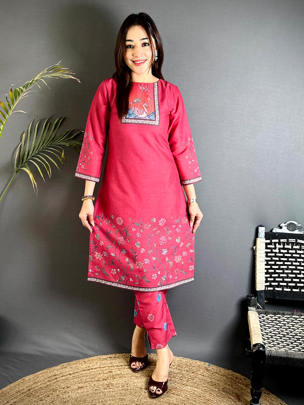 Crew Neck Kalamkari Art Kurti