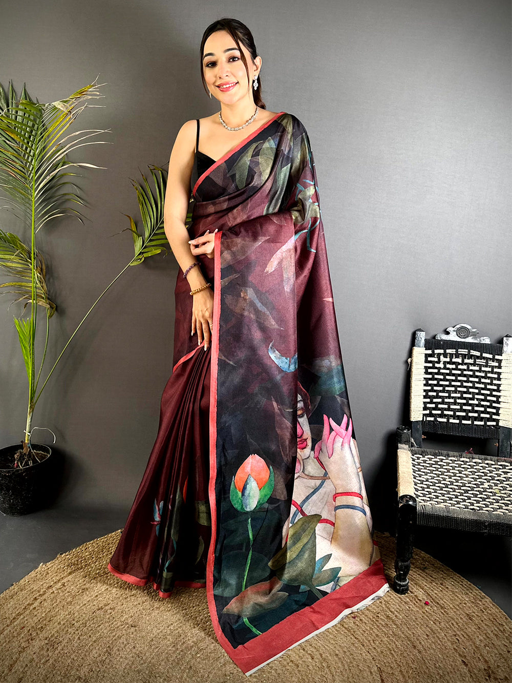 Opulent Poster Art Abstract Tussar Saree