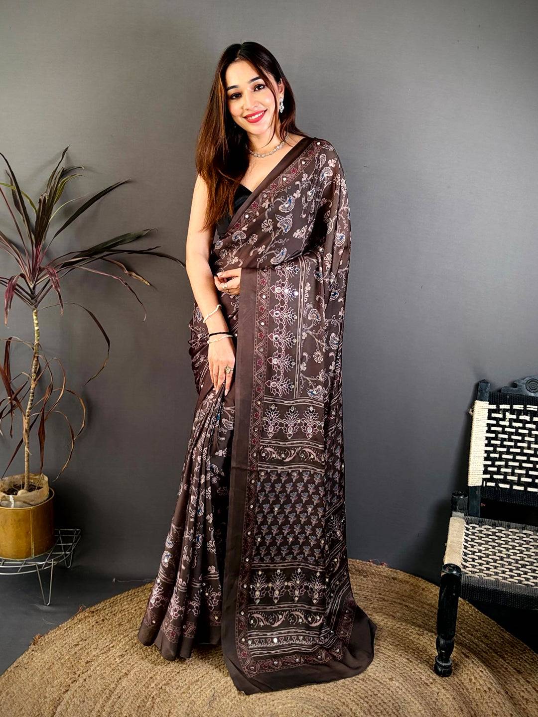 Artisan Soft Georgette Mirror Work Saree