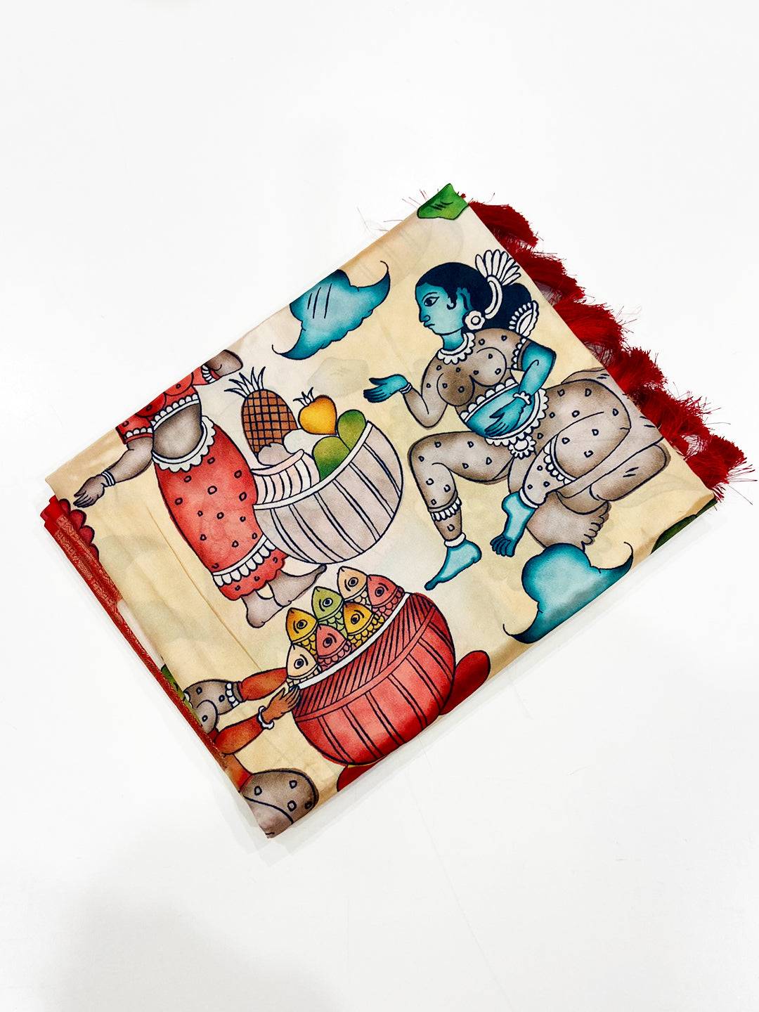Cream Banarasi Silk Kalamkari Saree


