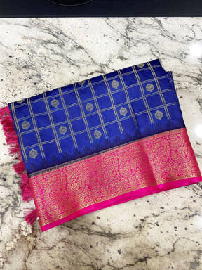 Regal Blue Kovai Banarasi Silk Saree