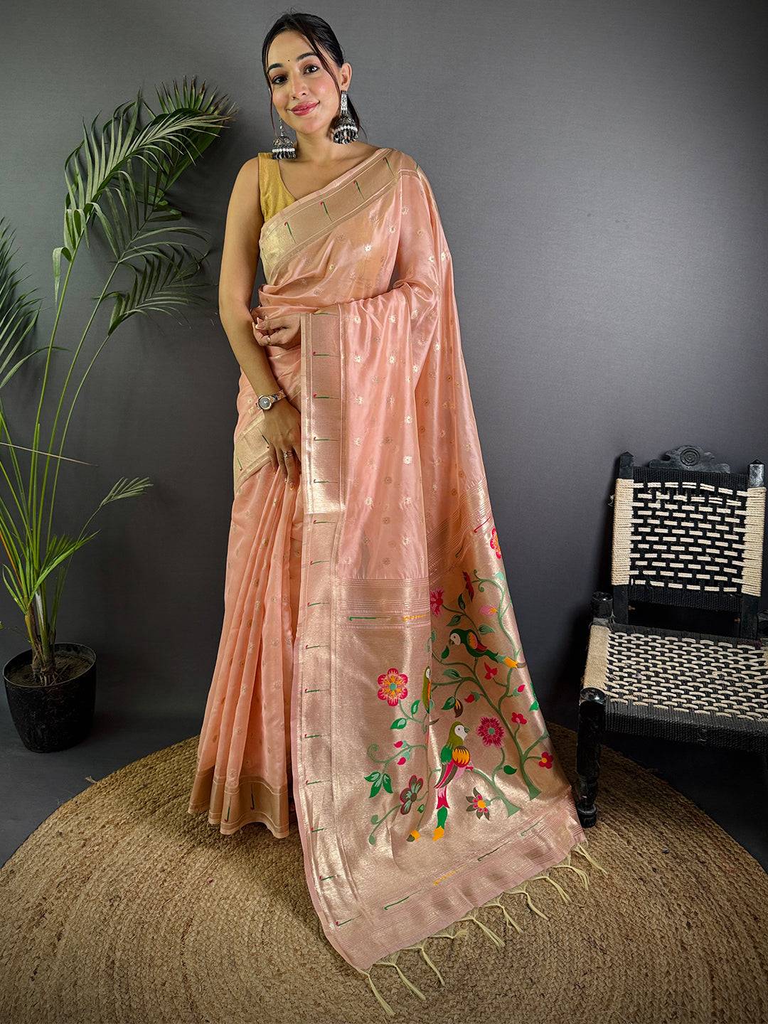 Royal Minakari Weave Soft Organza Paithani Saree

