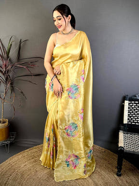 Classic Applique Pearl Embroidered Saree
