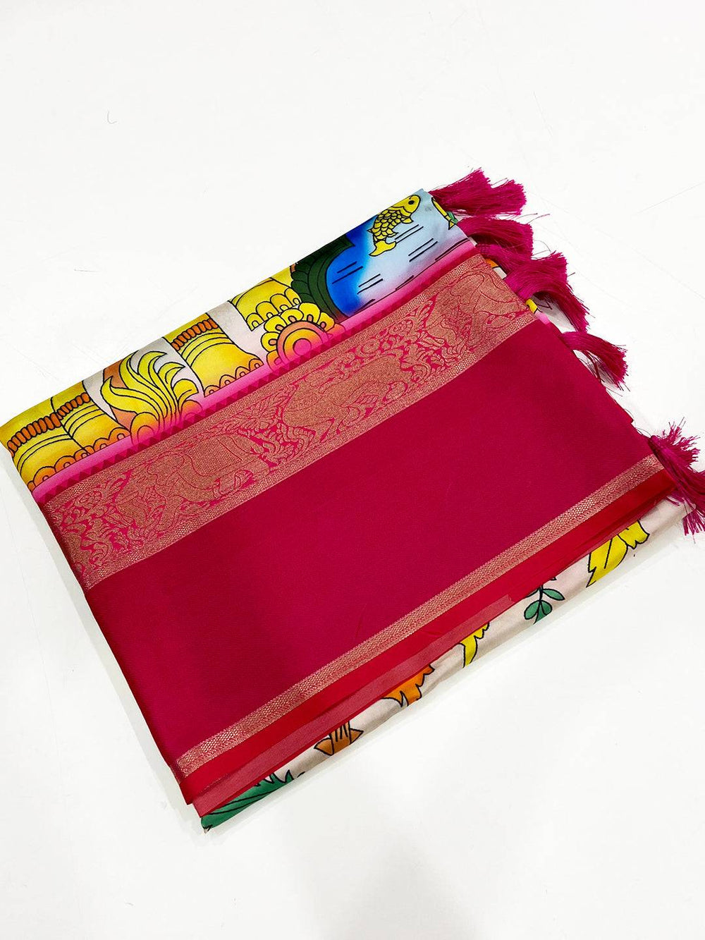 Regal Cream Banarasi Kalamkari Silk Saree