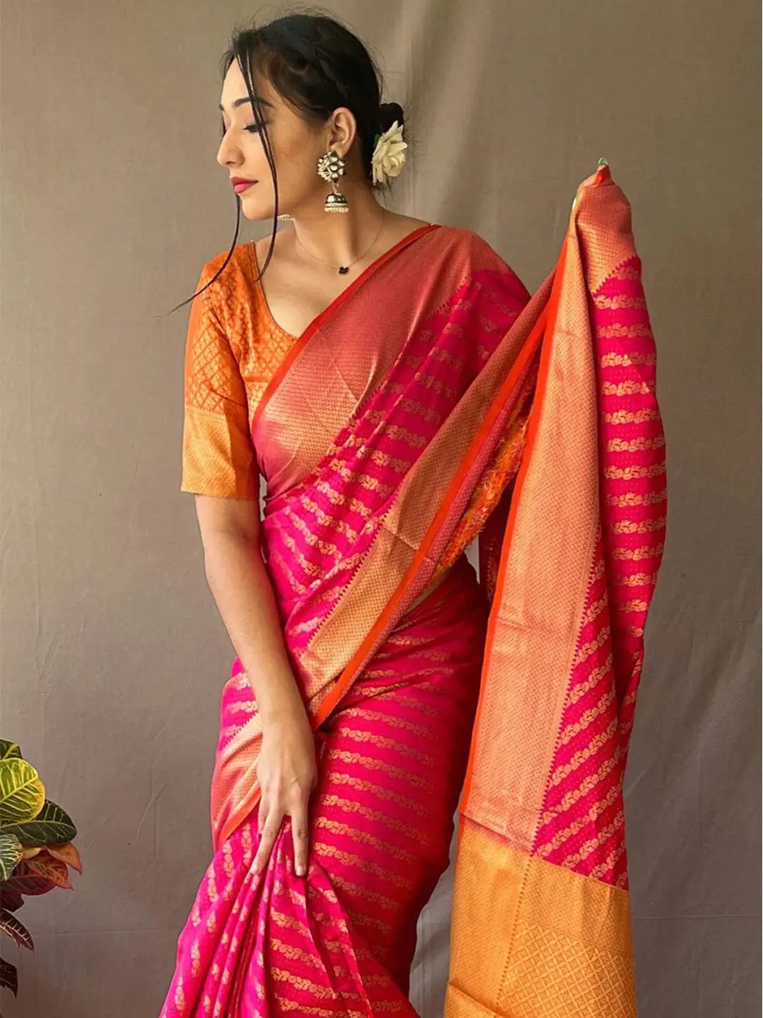  Traditional Hot Pink Colour Patola Saree