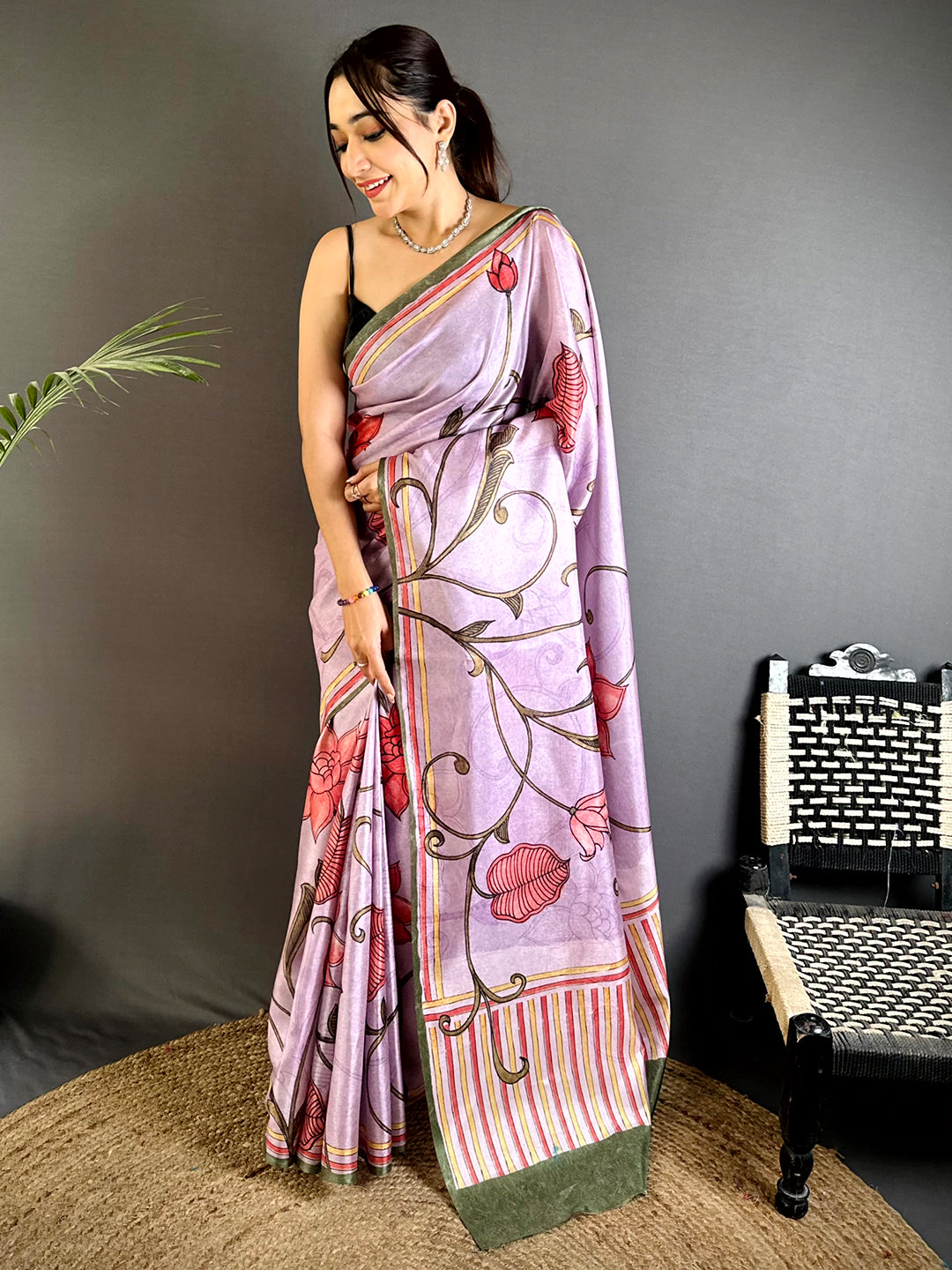 Regal Flora Kalamkari Tussar Saree