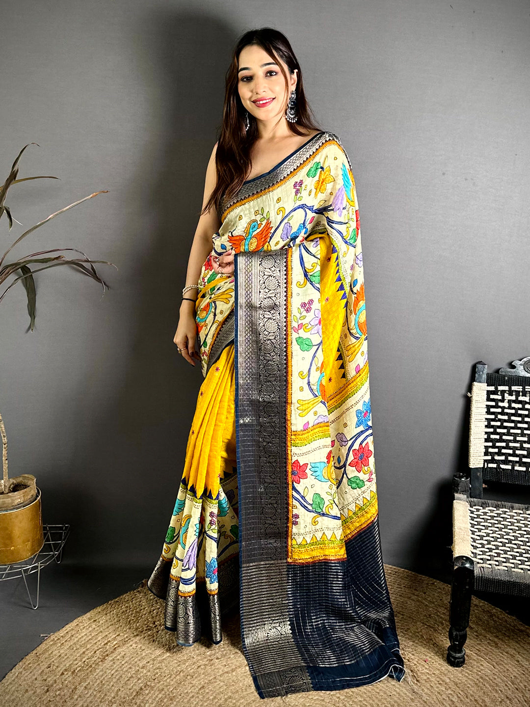 Graceful Pure Viscose Dola Check Saree