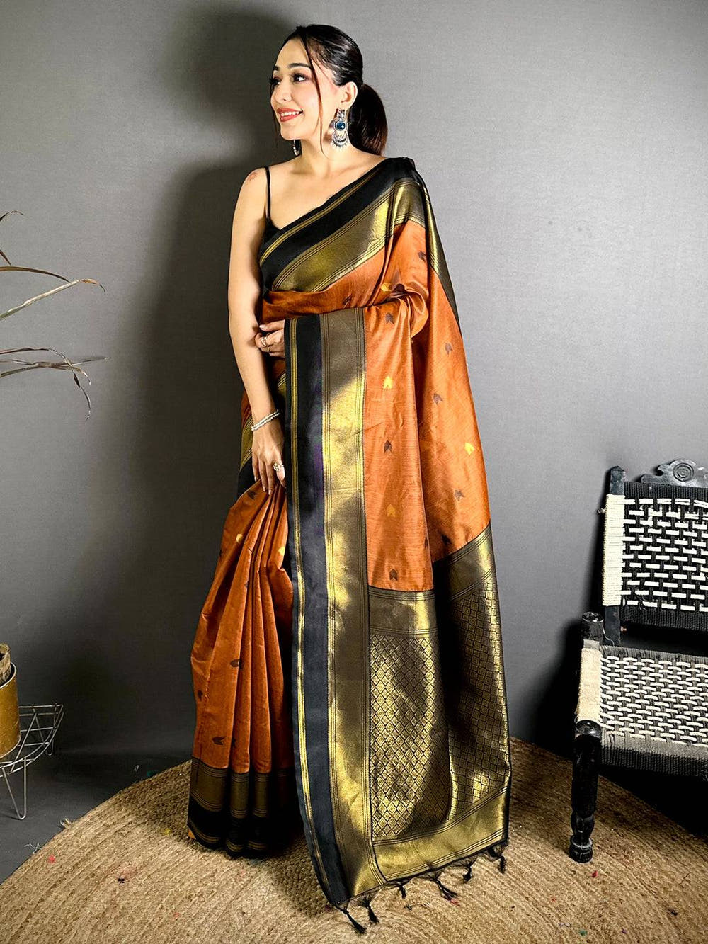 Radiant Katan Silk Zari Woven Design Saree